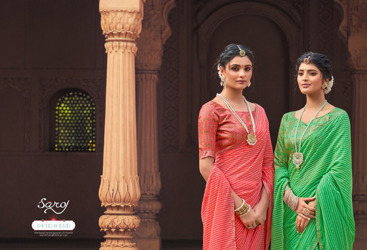 Saroj Falak Latest Festive Party Wear Georgette Heavy Saree Collection
